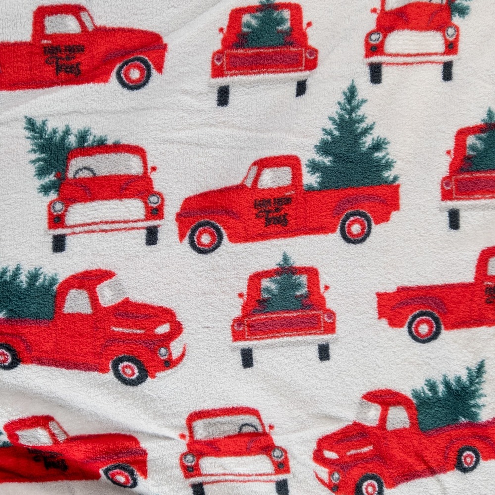 Holiday Home Red Truck Christmas Tree Plush Throw Blanket 60x48 Fleece